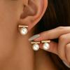 Simple Imitation Pearl Stud Earrings, Gold Plated Alloy Acrylic Beads Earrings Fashion Jewelry Accessories for Women