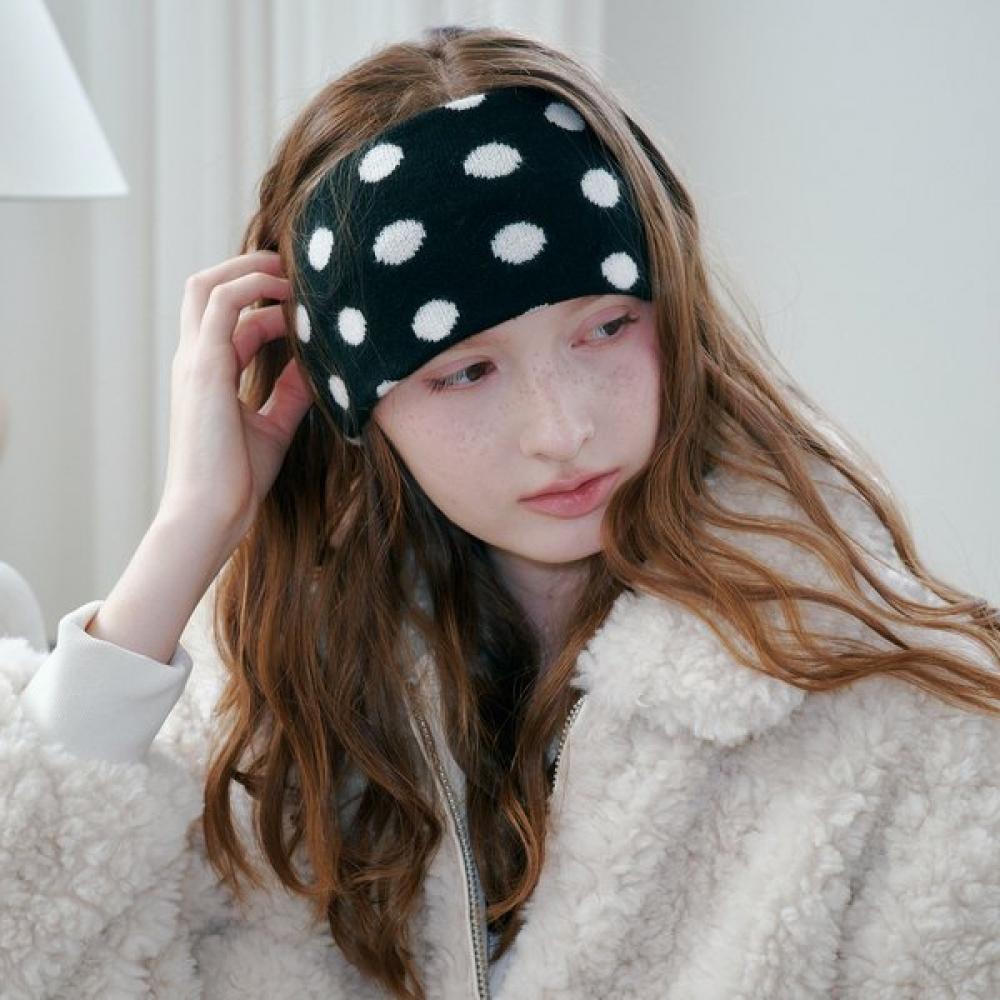ALLINCOMPLETE Повязка на голову с горошком 2 цвета Black (Dot Band)