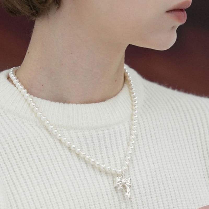 RENIFER [SREBRO 925] ŚWIĄTECZNY NASZYJNIK Z KOKARDĄ 05