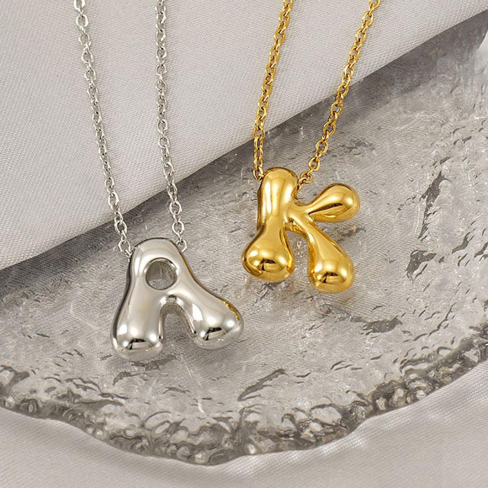 26 Initial Letter Stainless Steel Balloon Bubble Necklace for Women Personalized Jewelry Gift Wholesales