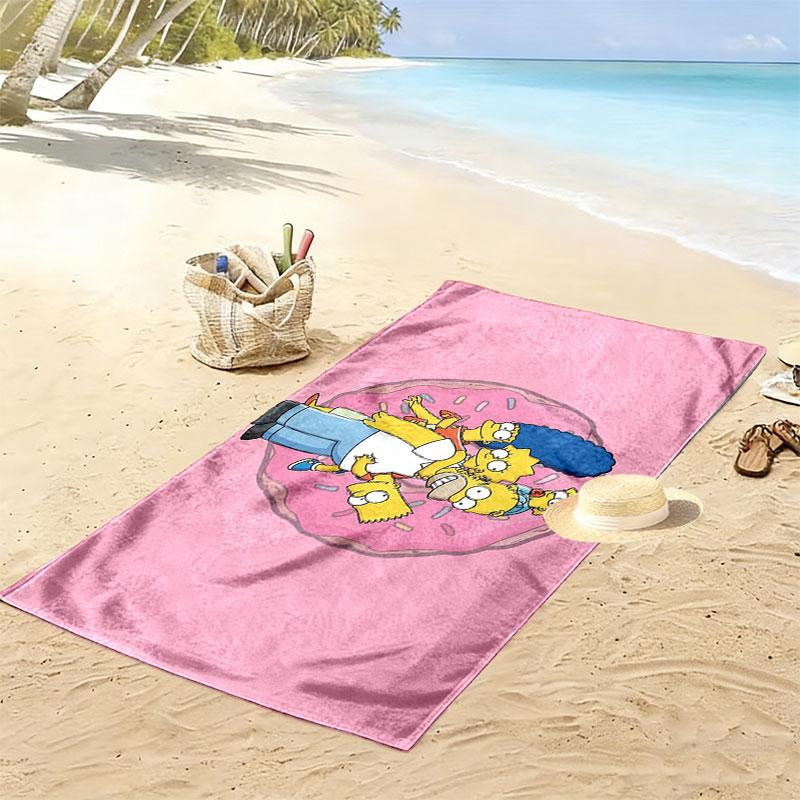 Simpsons Print Beach Towel, Large Soft Quick Dry Towel for Beach Camping Swimming