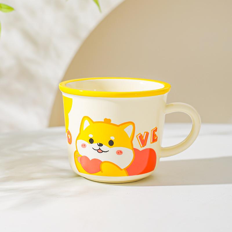 Design Sense Niche Office Water Cup Cute Pet Cartoon Illustration Animal Mug Household Couple Milk Breakfast Cup