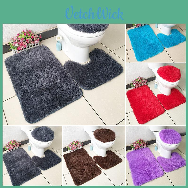 Luxurious 3 Piece Faux Shaggy Soft Bathroom Set With Anti-slip Design For Safety
