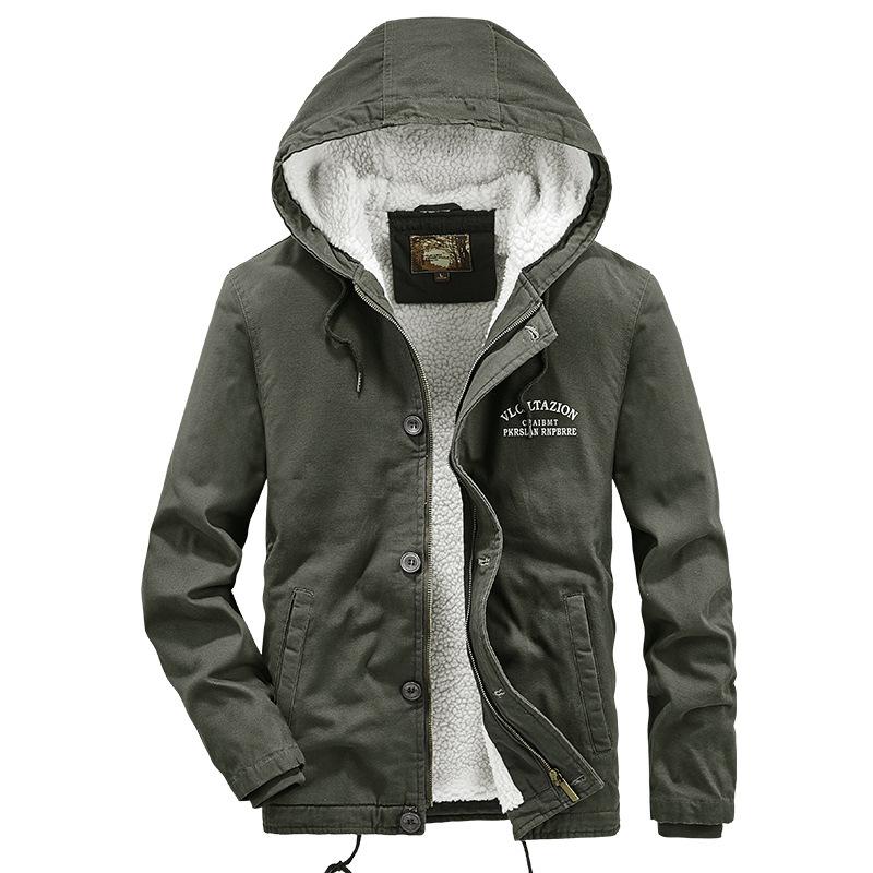 Autumn Men's Hooded Cotton Clothes Casual Simple Trend Fashion Warm Windproof Piled Thickened Jacket Men