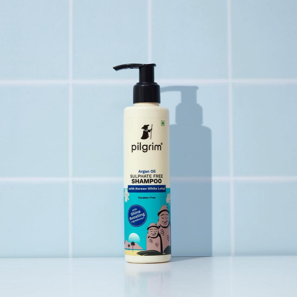 Pilgrim Mild Sulphate Free Shampoo with Argan Oil for Dry Frizzy Hair, Men and Women, 200 Ml Pack