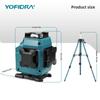 Yofidra 16 Lines 4D Laser Level Automatic 360 Horizontal Vertical Self-leveling Ultra Powerful Green Beam For 18V Battery