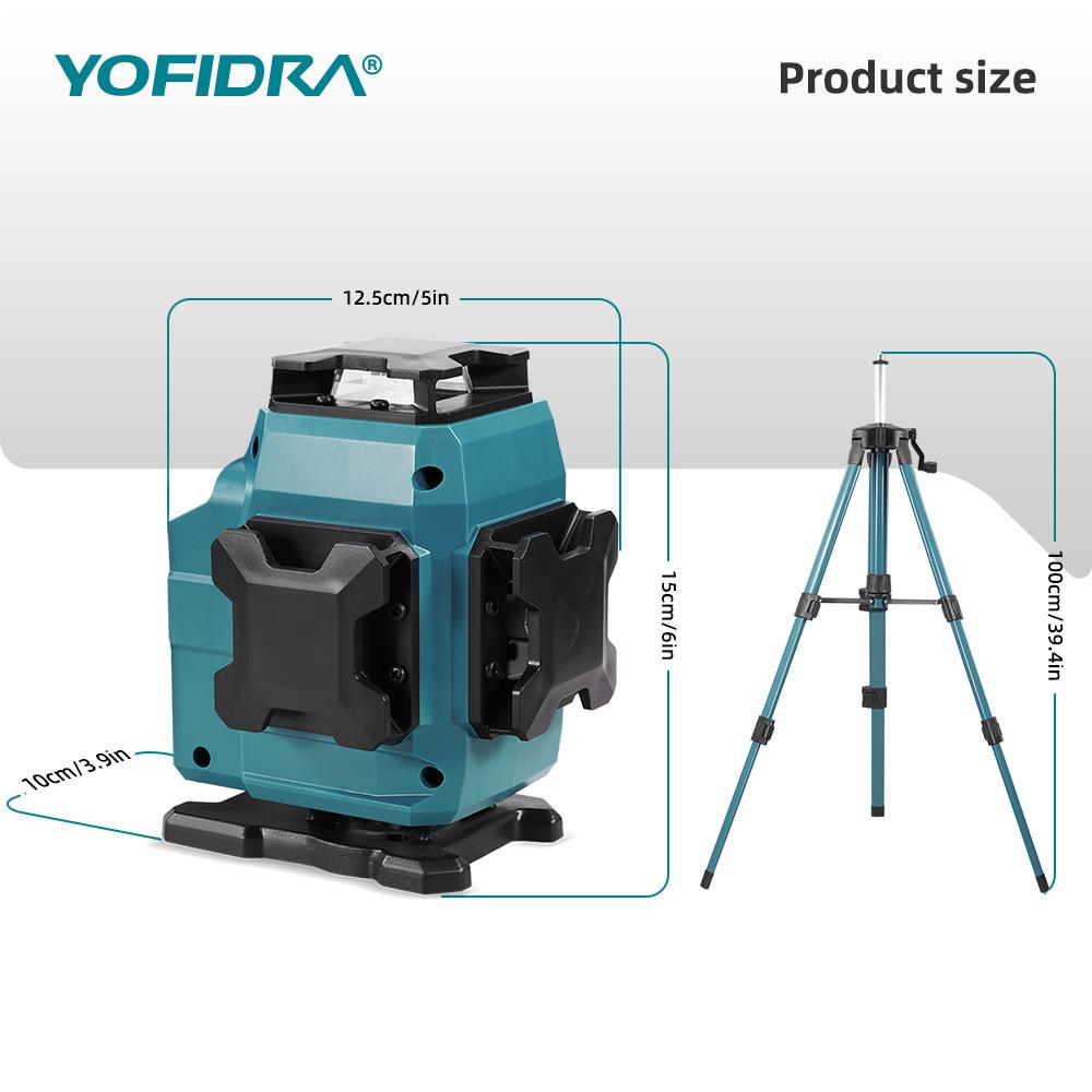 Yofidra 16 Lines 4D Laser Level Automatic 360 Horizontal Vertical Self-leveling Ultra Powerful Green Beam For 18V Battery