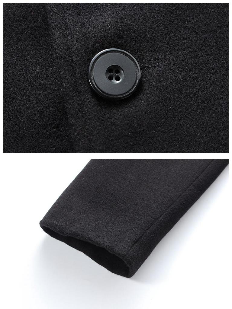 Men's Korean Style Slim Fit Mid-Length Wool Coat - Autumn/Winter Fashion Trench Outerwear