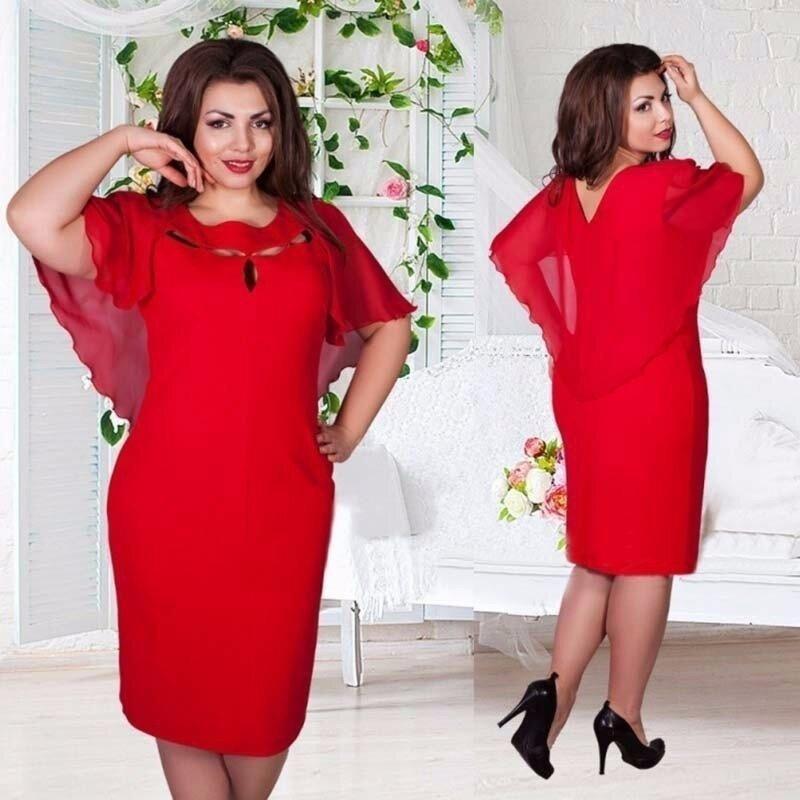 Elegant Women Hollow Out Cape Dress Short Sleeve Clubwear Beach 6xl Large Size Chiffon