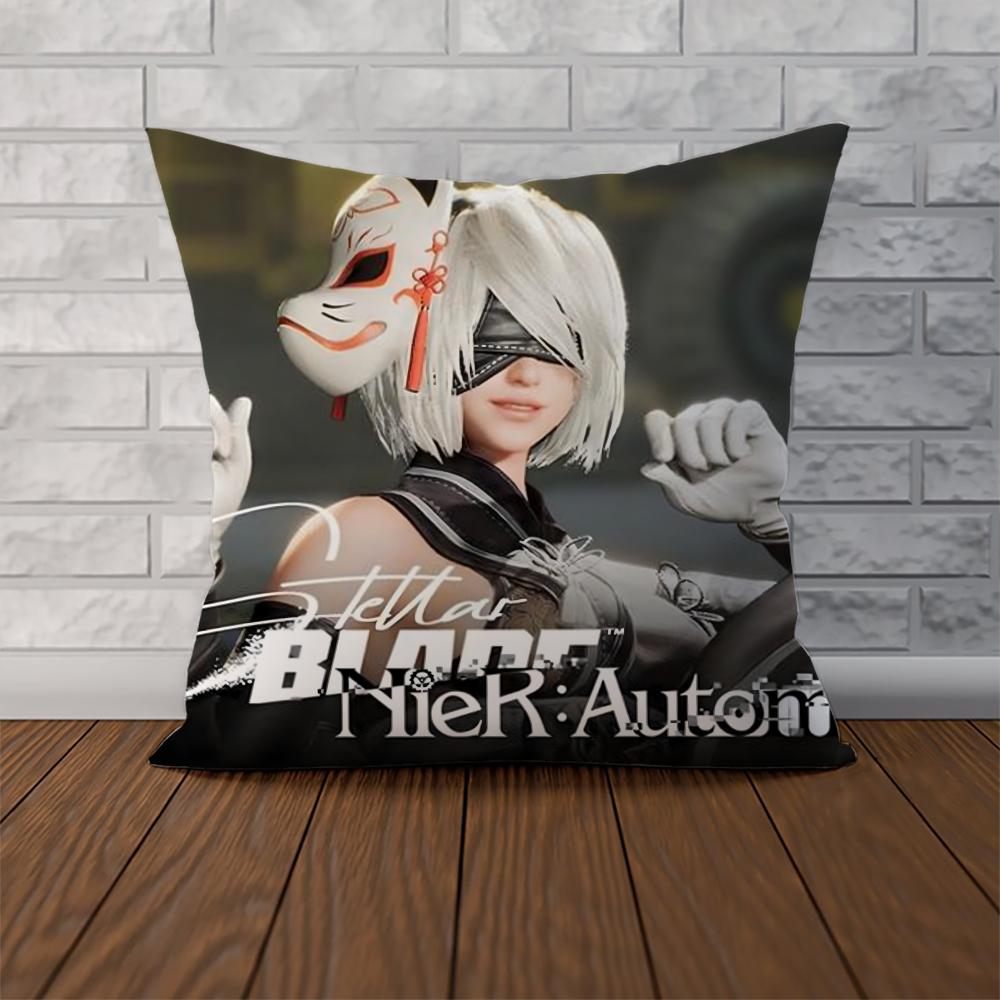 NieR Automata Pillow Case For Car Sofa Decorative Home Doublesided Print Plush Square Throw Pillow Cushion Cover