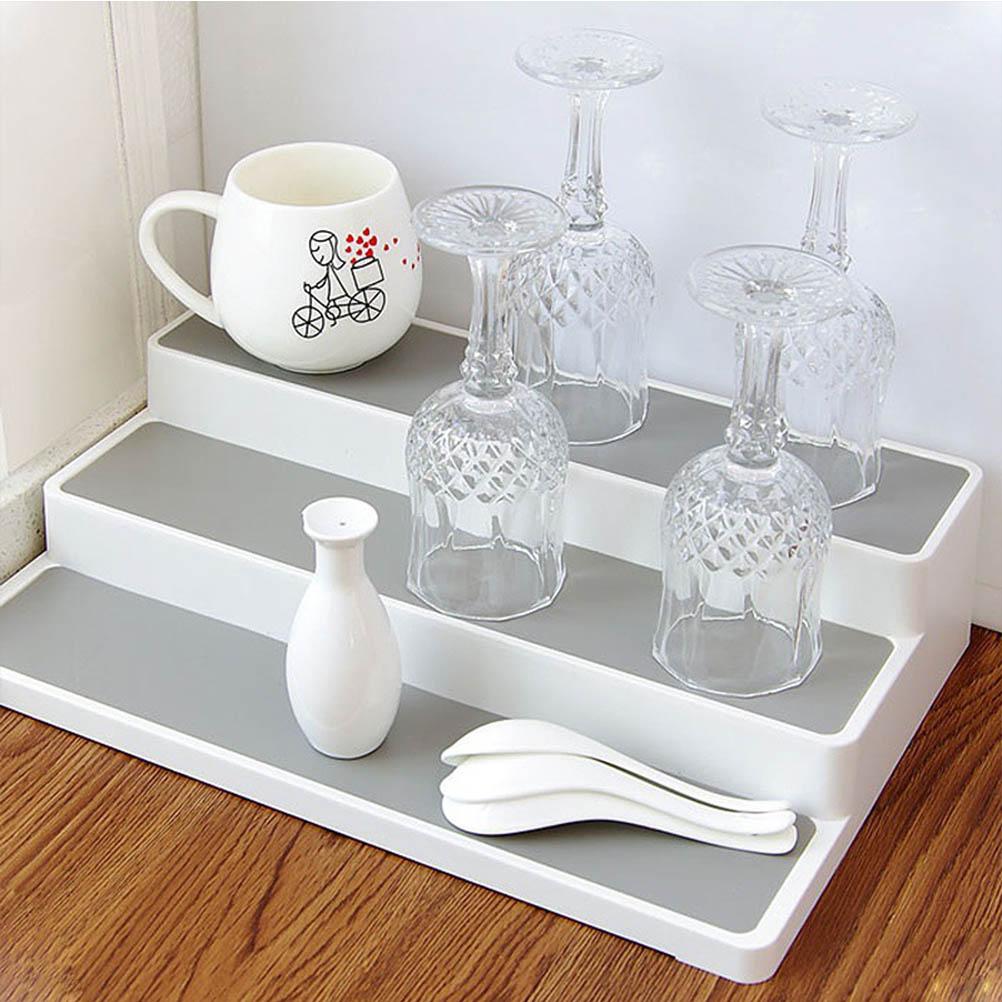 Multi Functional 3 Tiered Kitchen Seasoning Bottle Stepped Tiered Shelf Spice Rack Storage Shelf Cabinet