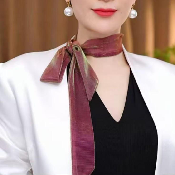 Korean Style Summer Iridescent Pearlescent Silk Scarf - Lightweight & Breathable