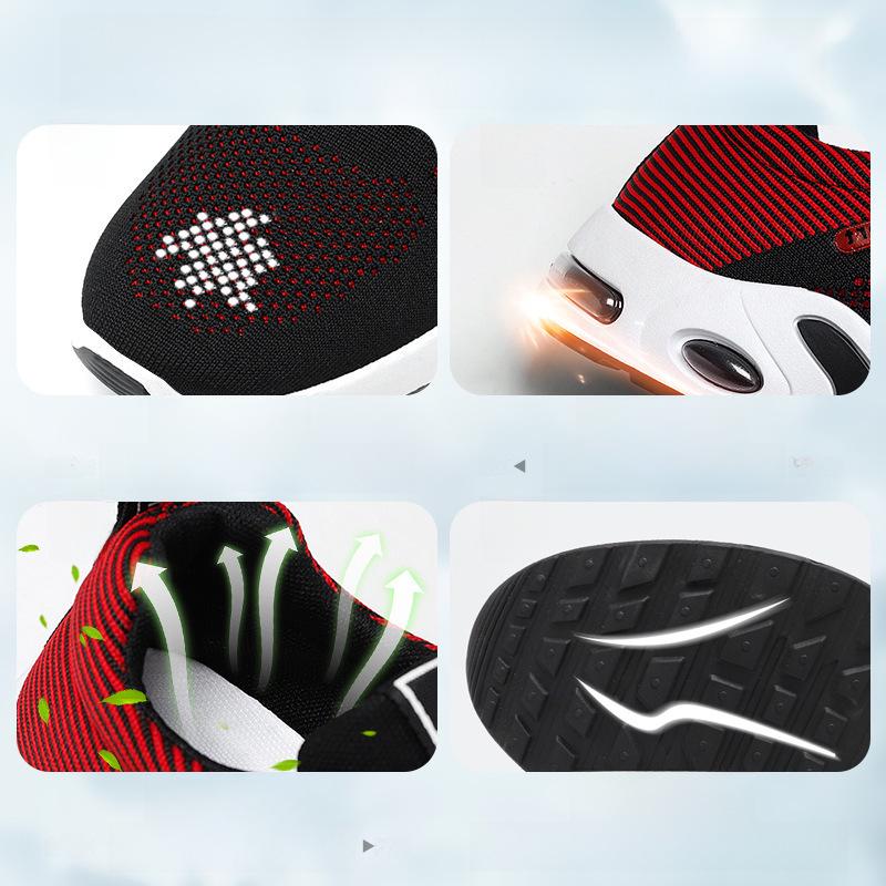 Cross-Border Plus Size Men's Summer Fly-Knit Air Cushion Sneakers - Breathable Casual Mesh Running Shoes