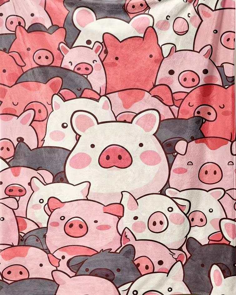 Charming Pig Print Flannel Blanket Best Gift Choice For Home And Outdoor  Lightweight All Season For Sofa Office Camping