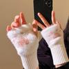 Cute Cat Claw Half Finger Plush Gloves for Women In New Autumn and Winter Plus Velvet Thickened Warm Wrist Protection for Touch Screen Writing