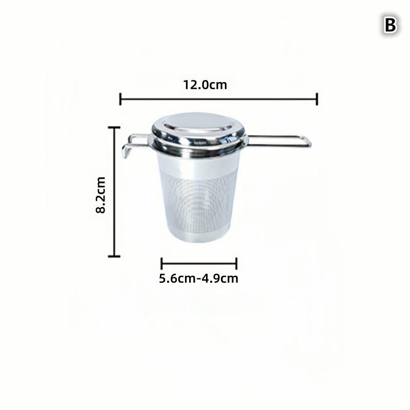 1*Premium Stainless Steel Fine Mesh Tea Filter Extended Handle Loose Tea Drainer With Lid Anti-Scald Multi-Purpose Tea Strainer