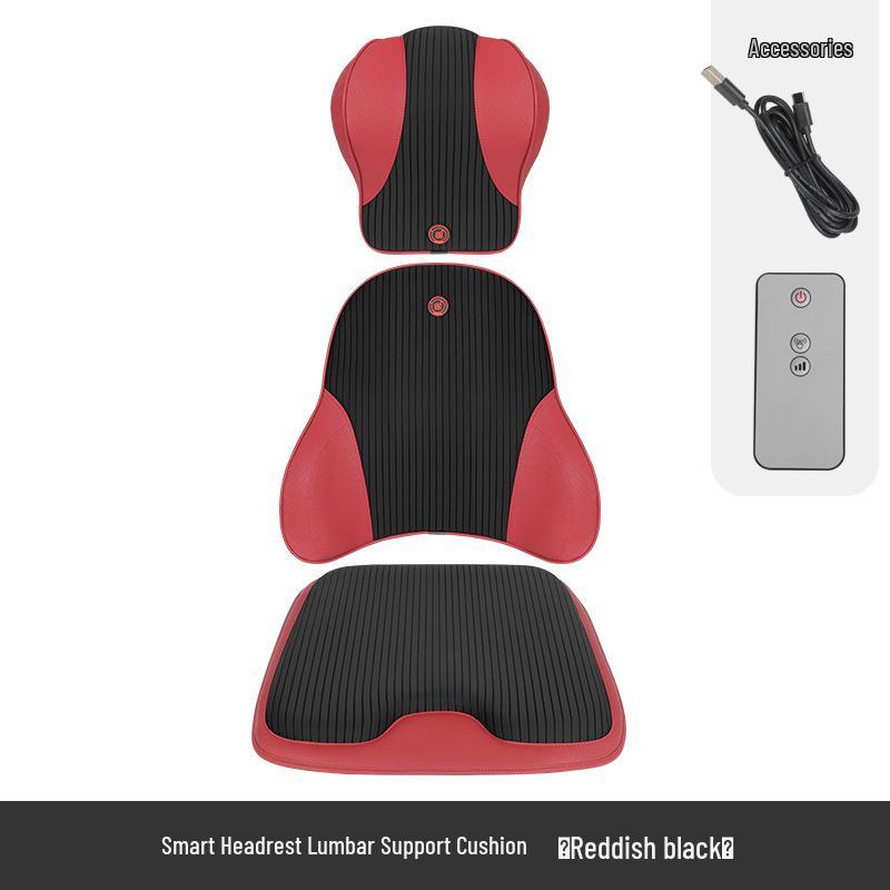 Electric Massage Lumbar Support Pillow - Memory Foam Car Seat Cushion with Remote Control.