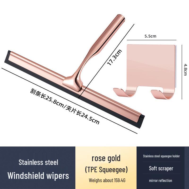 Stainless Steel Silicone Window Squeegee - Ideal for Cleaning Glass in Bathrooms, Restaurants, and Hotels.