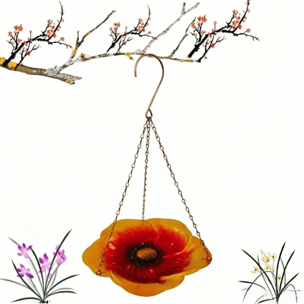 Flower Bird Feeder Durable Outdoor Bird Food Dispenser Hanging Bird Tray  Courtyard Use