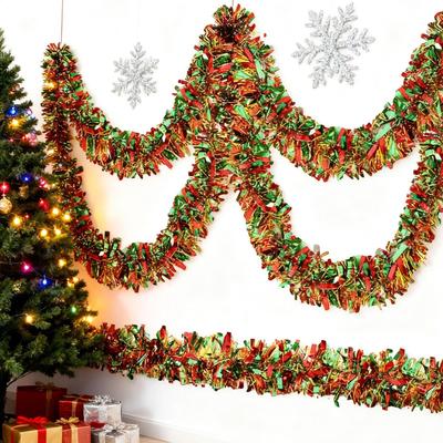 Tinsel Garland 6.5ft Sparkling Ornaments Wreath Halloween Tinsel Garland for Party Birthday Christmas Thanksgiving Photo Parties