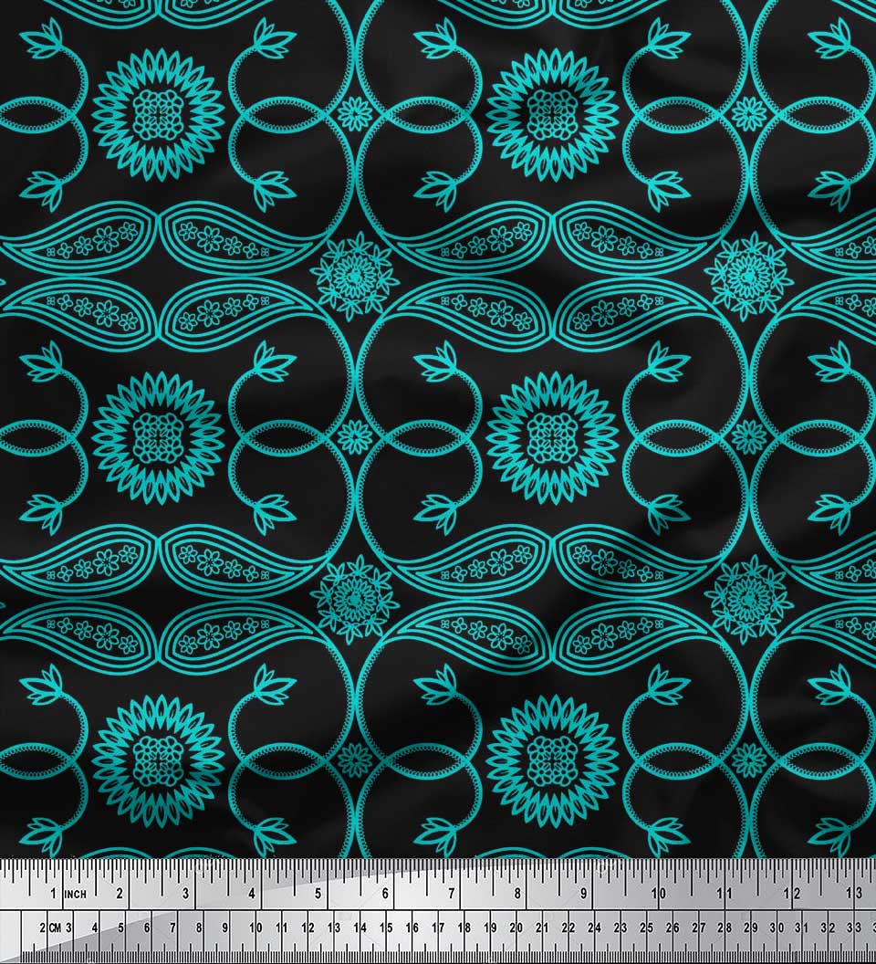 

Шовкова тканина Soimoi Satin Пейслі Тканина з принтом пейслі на метр 42 дюйма 46 Inch Wide - Rayon Crepe зелений