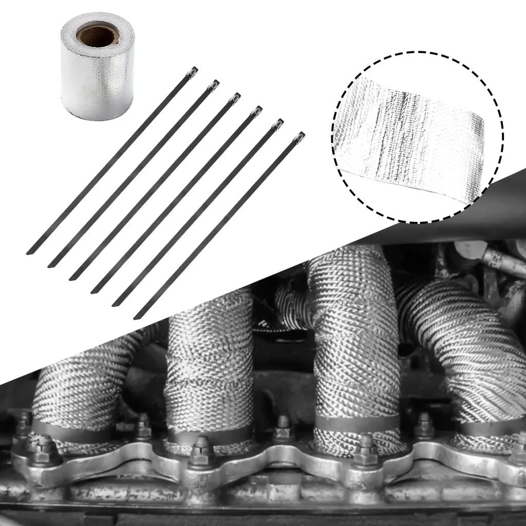 Car Accessories Interiors Tape Exhaust Heat Tape Manifold Downpipe High Temperature Bandage Tape Silver Adhesive Tape