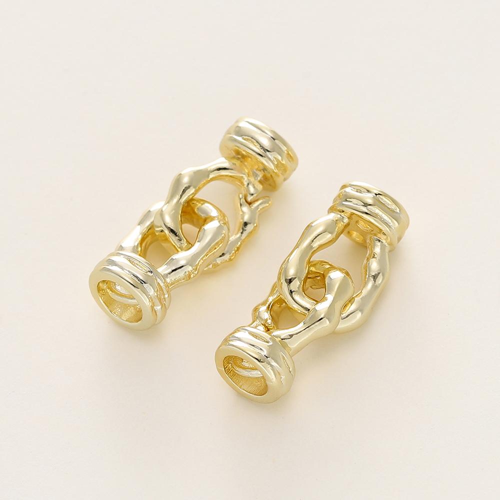 1/2Pcs/Pack 14/18K Gold Plated Inlaid Zircon Connector End Caps Fastener Clasps for DIY Jewelry Bracelet Making Accessories