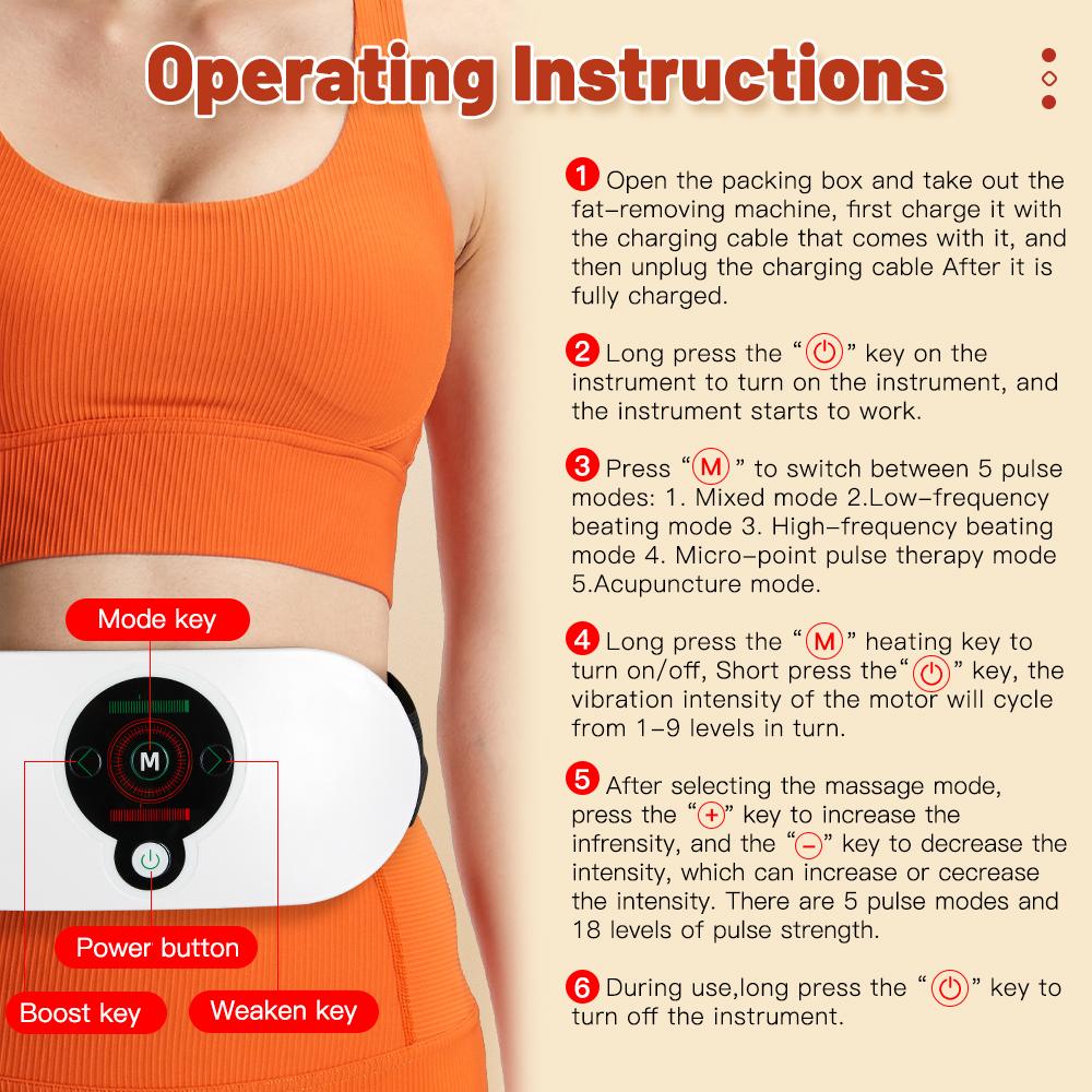 EMS Abdominal Slim Massager Electric Waist Trainer Fat Cellulite Burner Belt Heating Muscle Slimming Pulse Weight Loss Slimming