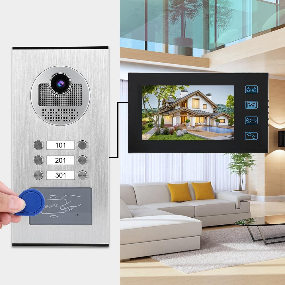 7in 2 Monitors RFID Home Video Access Doorbell Doorphone with Ir cUT Camera