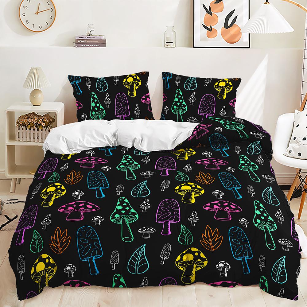 Three-Piece Mushroom 3D Quilt Set Two-Piece Bedding Digital Printing Kit
