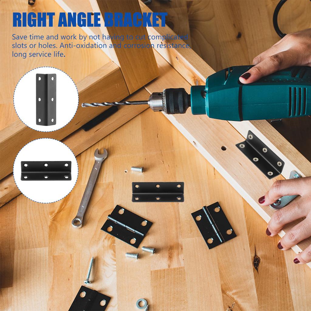 6Pcs Heavy Duty Stainless Steel Furniture Fixer L Shape Corner Brace Right Angle Bracket for Tabletop Desktop Shelving