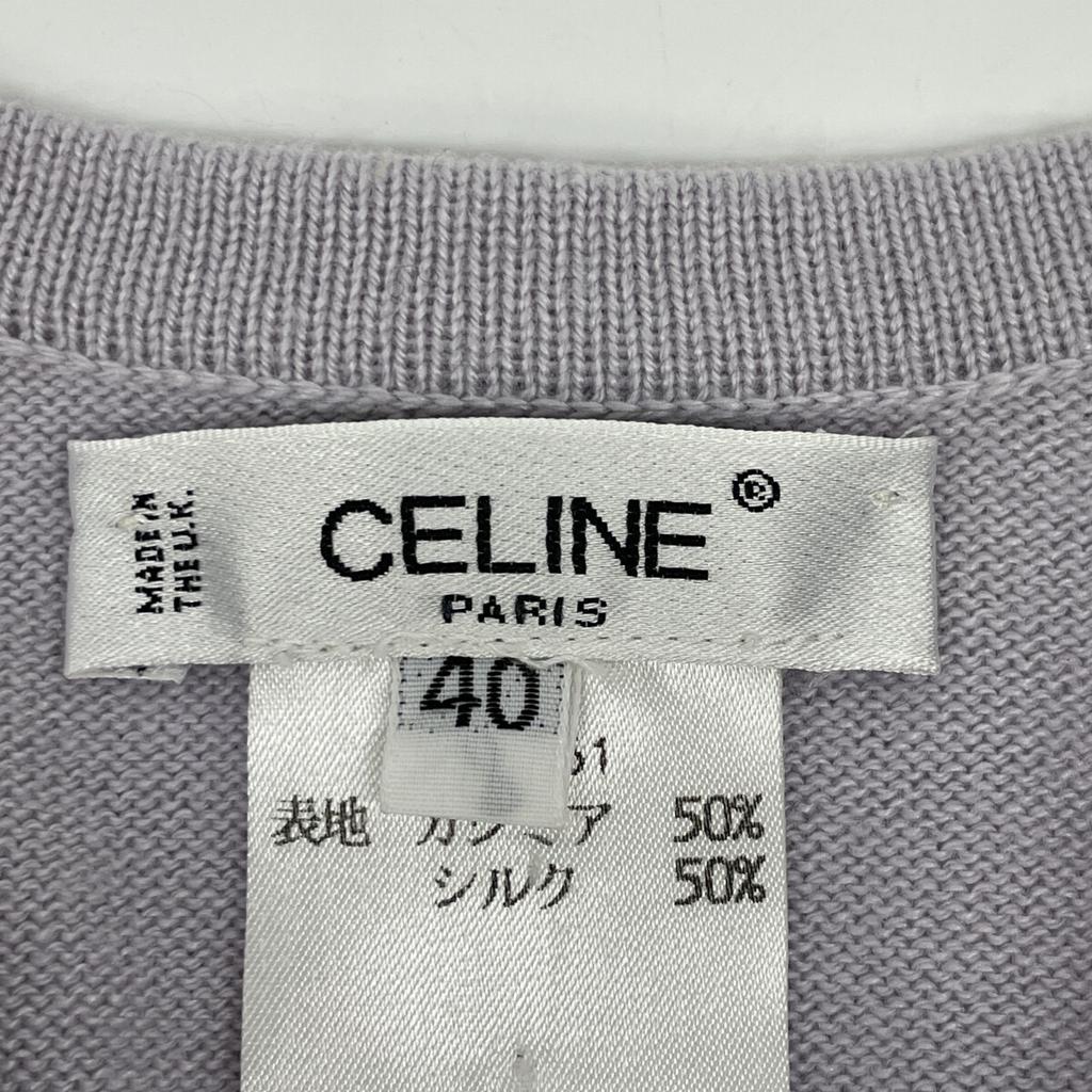 Celine 82H5061 Light Gray Cashmere Silk Ensemble Knit Cardigan Tops 40 Light grayUsed