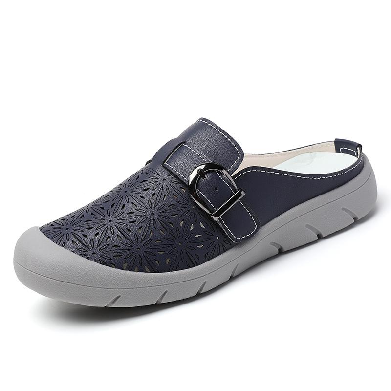 Fashion New Women's Slippers Half Packed Soft Bottom Hollow Out Waterproof Non-Slip Summer Shoes For Middle-Aged And Elderly