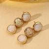 Mother-of-Pearl Trio Earrings: Irregular Metal Edged, Color-Block Commuter Design