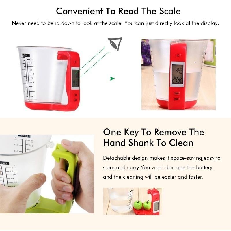 1000G 600ML Capacity Measuring Cup Detachable Kitchen Scales LCD Electronic Measurement Tool