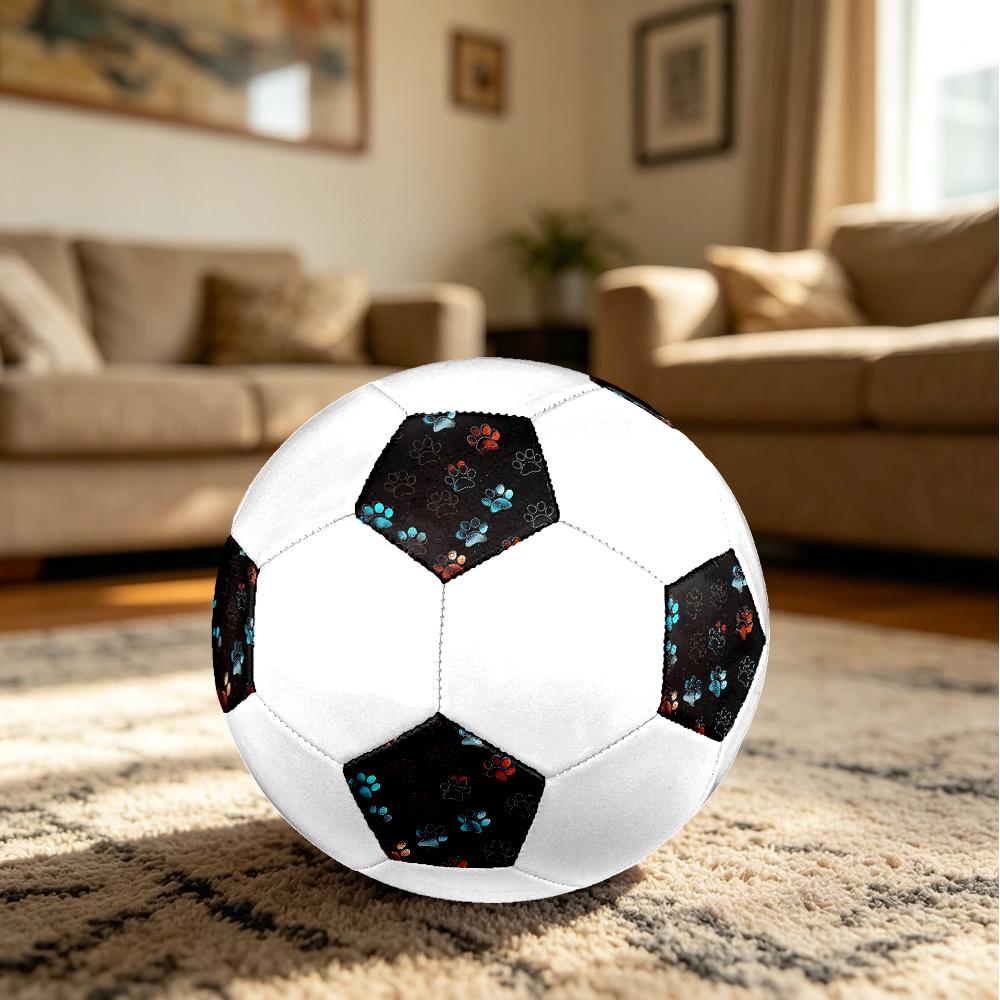 1PC Colorful Paw Prints Soccer Ball Size 5 Football Machine Sewn Indoor/Outdoor Universal Football W105