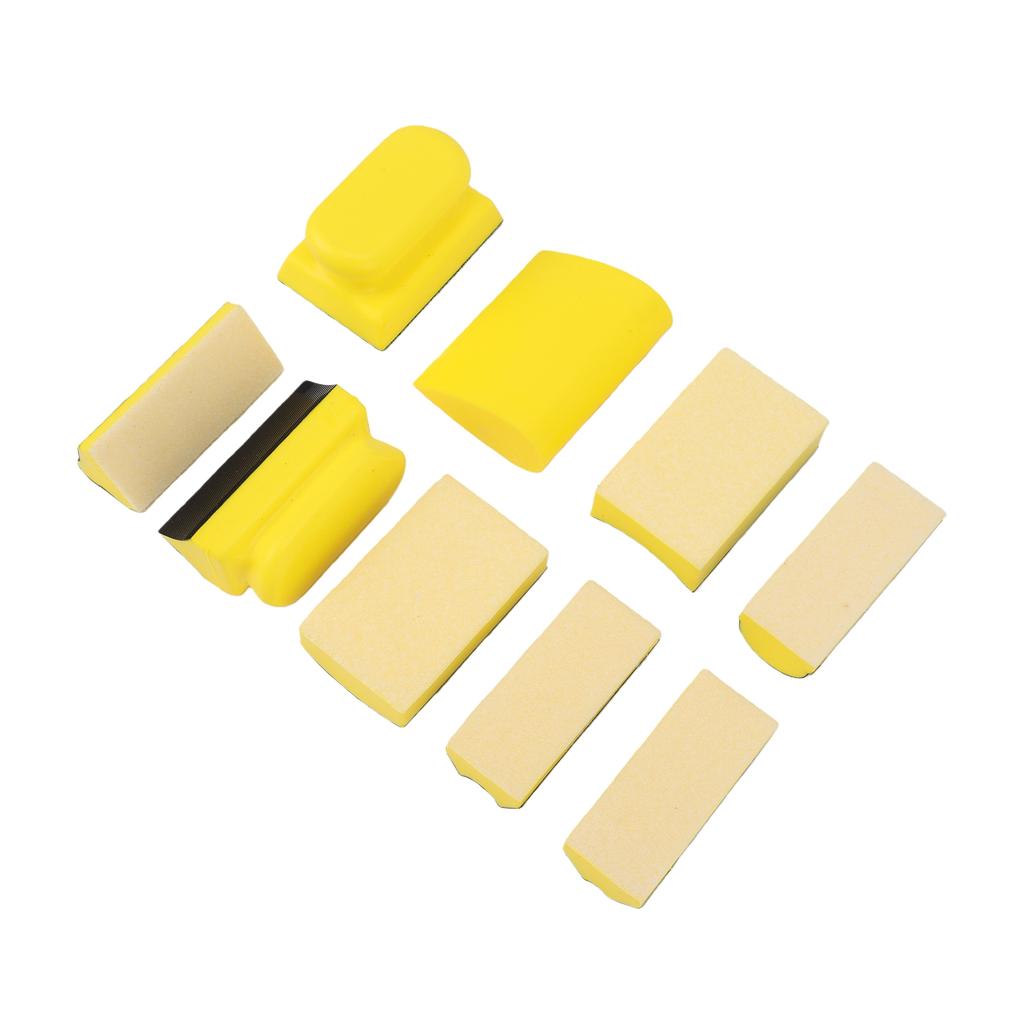 9 Pcs Hand Sanding Block Set Interchangeable Hook and   Contoured   Sanding Pad for Wood Furniture Car Paint Craft