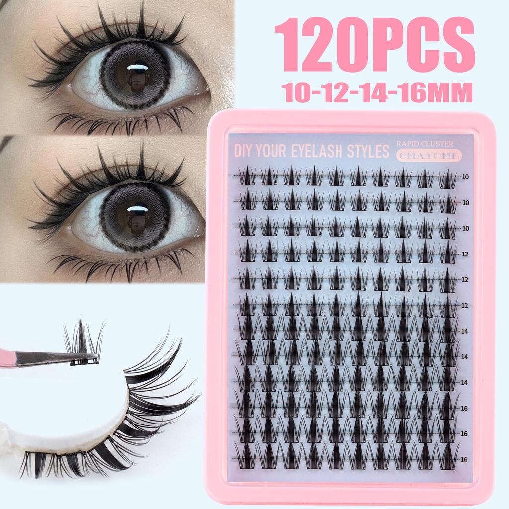 Natural C Curl Individual False Eyelashes: 120 Clusters, 10-16mm, DIY Dense Segmented Lashes