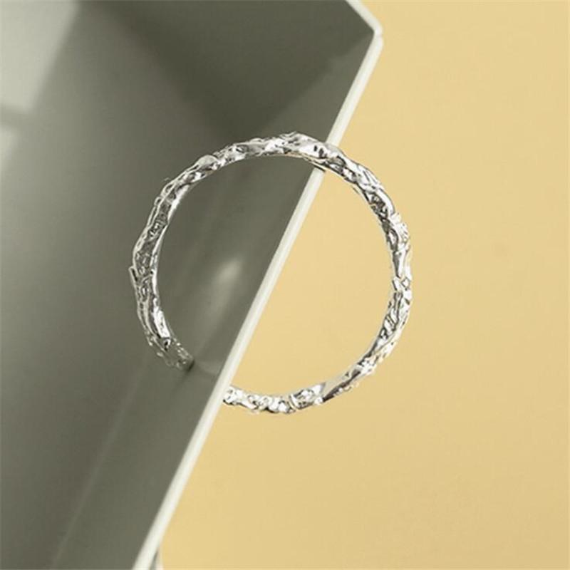 New Arrival Simple Personality Tin Foil Concave-convex 925 Sterling Silver Jewelry Single Row Fine Popular Opening Rings TYB448