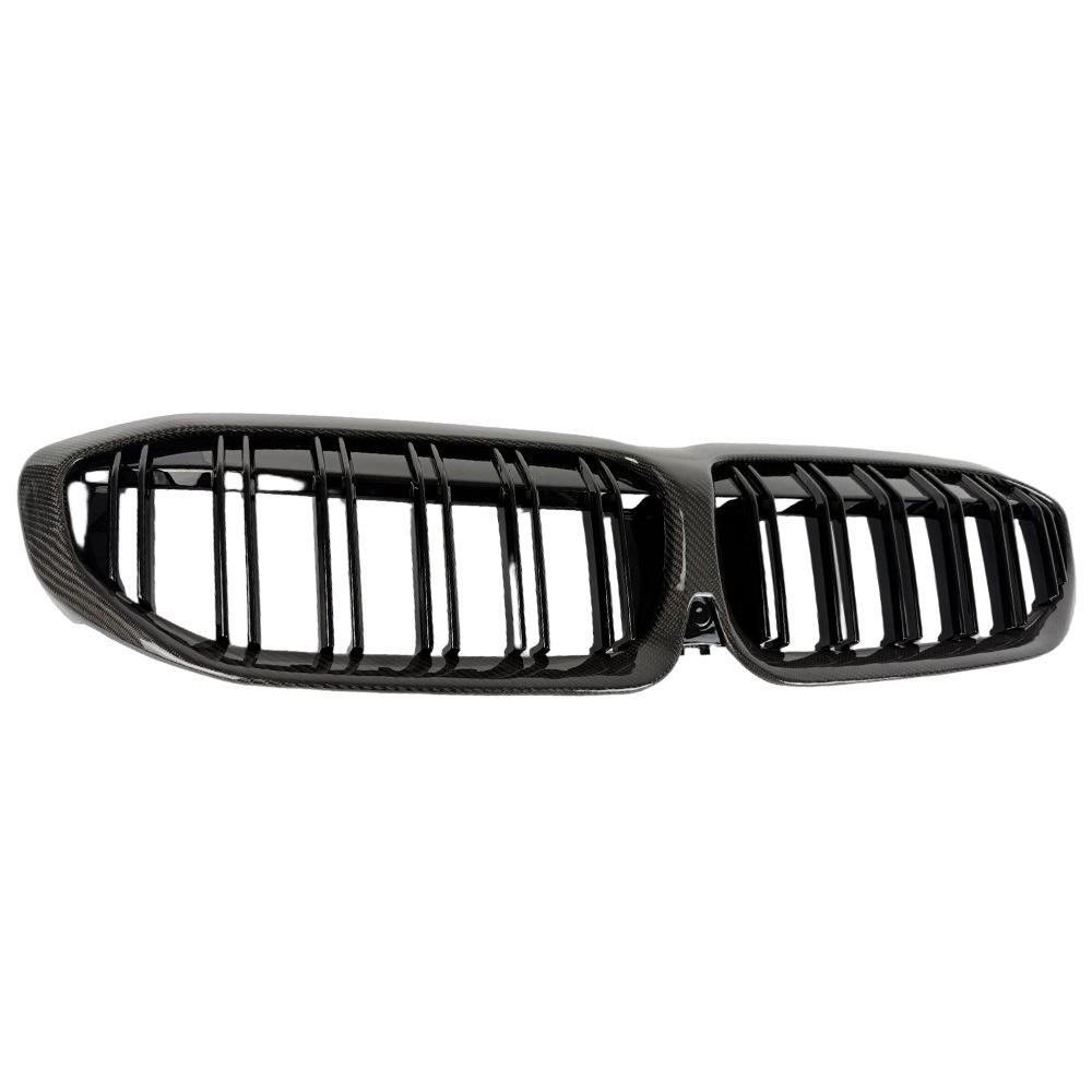 Carbon Fiber Dual Line Grille for BMW 3 Series G20/G28 (Warrior Style, Bright Black, Early G20 Compatible)