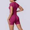 European and American seamless solid color breathable tight high elastic short-sleeved shorts set sports running fitness yoga clothes women