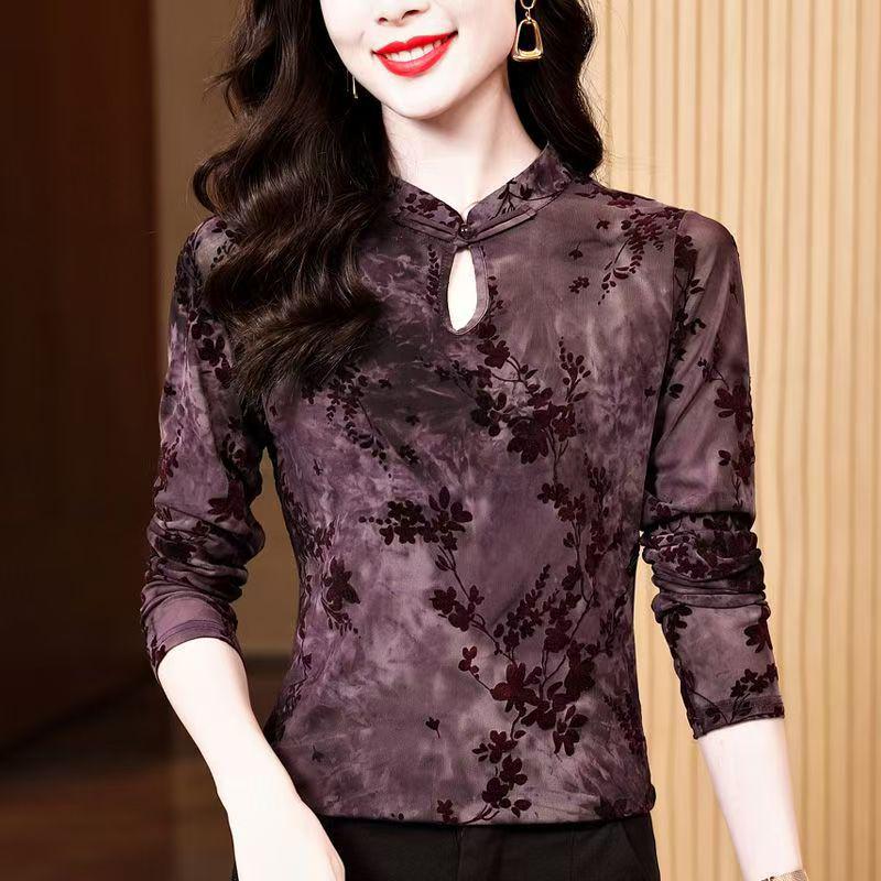 Elegant Autumn/Winter Chinese Style Long-Sleeve Plush Top