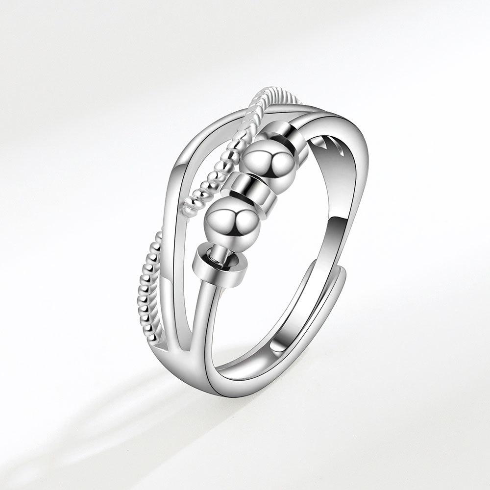 

Stylish Fidget Anxiety Relief Ring Set Creative Stress Reducing Spinner Jewelry For Emotional Regulation And Calm opening adjustable белого золота