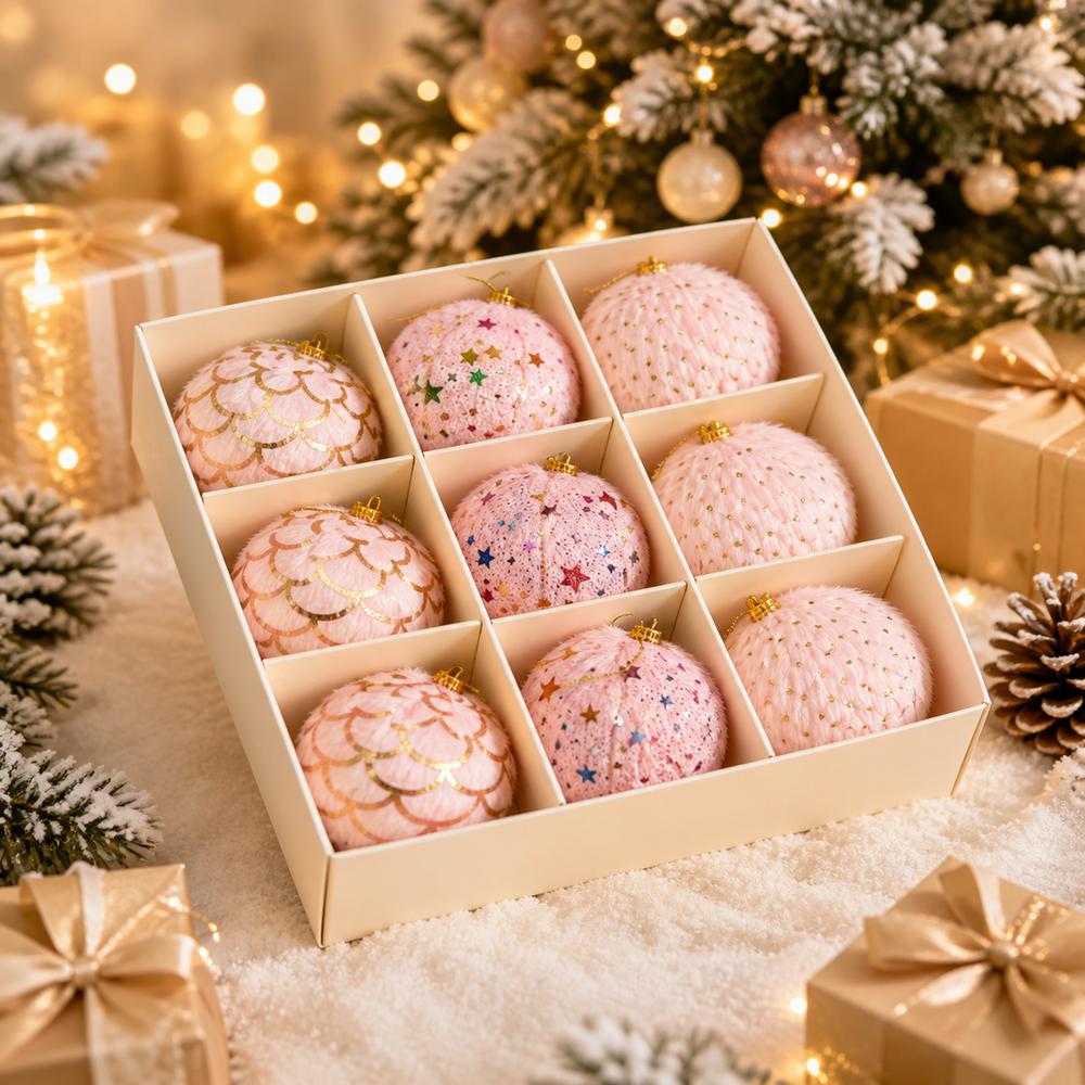 Plush Fabric Plush Christmas Ornaments Soft Texture Christmas Tree Baubles New Gift Box Set