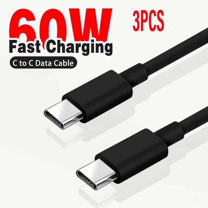 

USB C Cable to USB C Fabric 60W PD Fast Charging Charger Cable Supports for iPhone 16 15 Samsung Xiaomi Huawei Fast Charging 1m