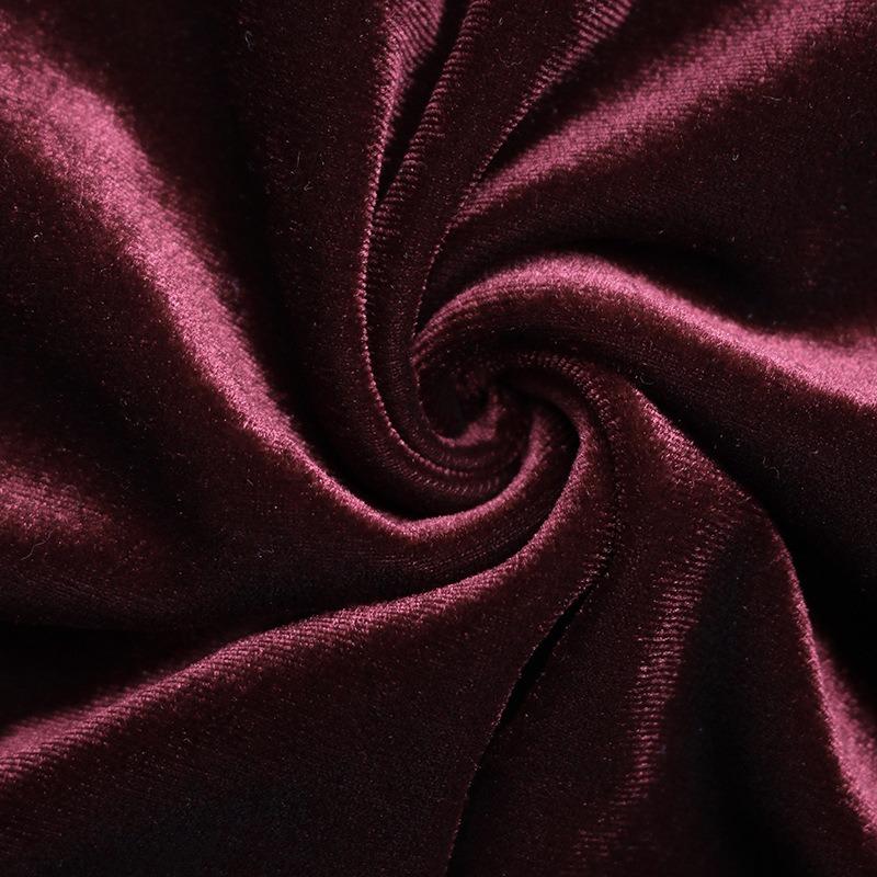 Vestidos de Terciopelo de Color Sólido de Largo Medio con Abertura para Mujer, Nuevos de Otoño