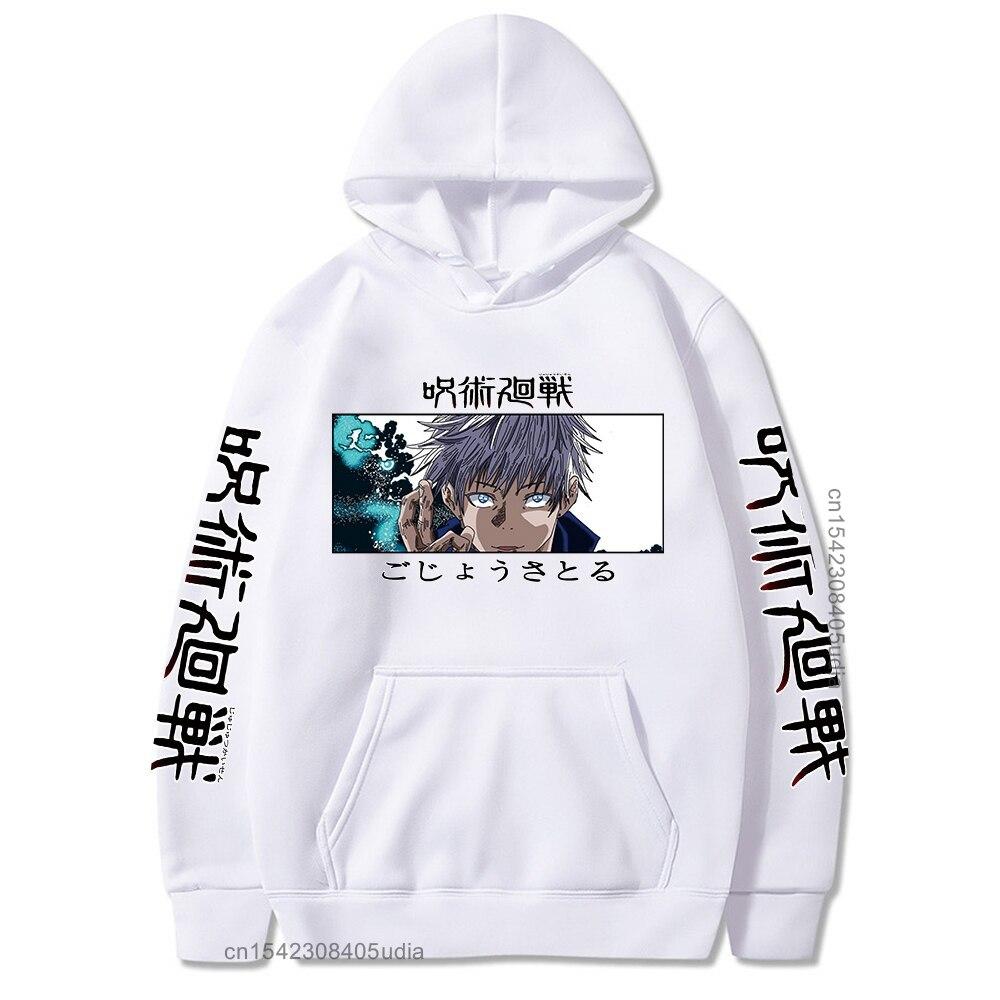 Anime Jujutsu Kaisen Satoru Gojo Print Graphic Hoodies Vintage Oversized Sweatshirt Long Sleeves Cotton Hoodie Men Women Clothes