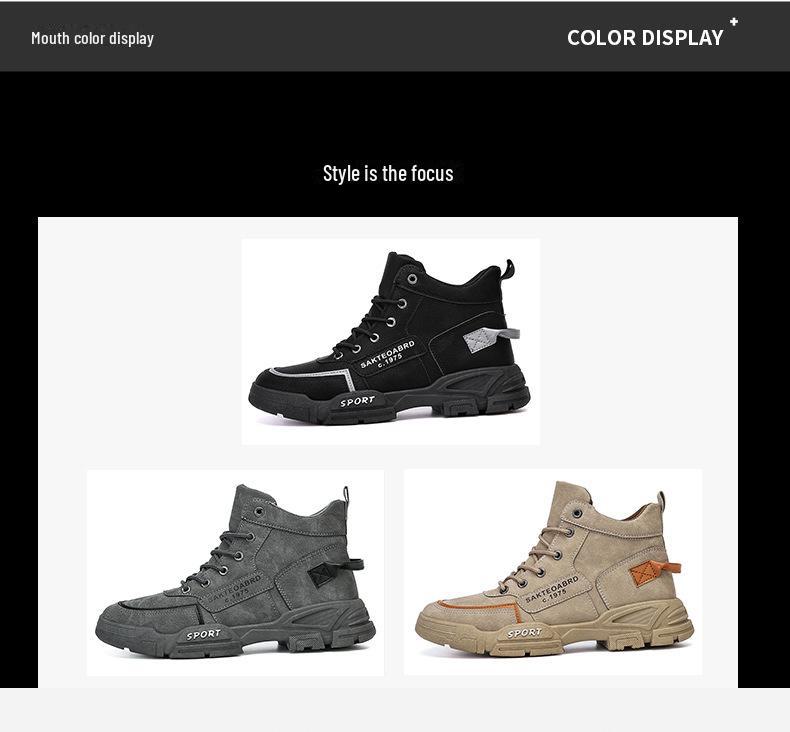 Pánské jarní boty Martin s vysokým svrškem 2025: Trendy britské a korejské pracovní boty