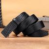 Herren-Gürtel aus echtem Leder mit Automatikschließe - Erste Schicht Rindsleder, Büffelprägung, Für junge und mittelalte Männer, Trendiges Design.