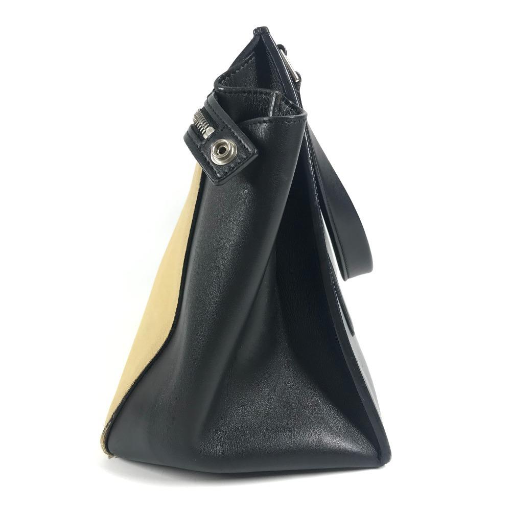 Celine Zweifarbige Kante Handtasche Fransen Quaste Umhängetasche Leder Beige/Marine